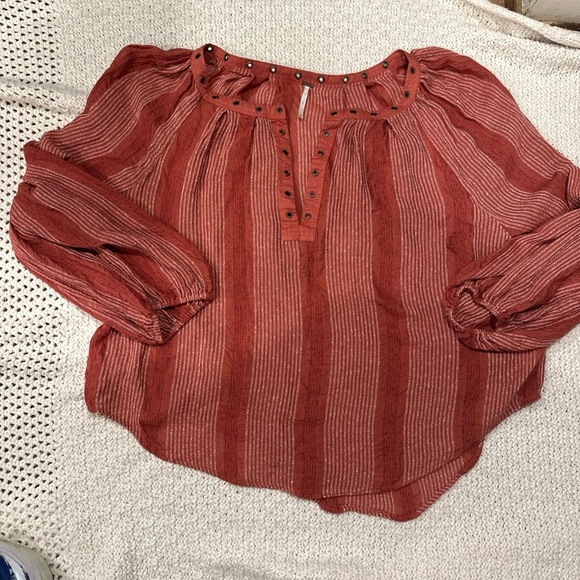 Women's Free People Against All Odds Grommet Long Sleeve Blouse/ Top Medium - Picture 1 of 10